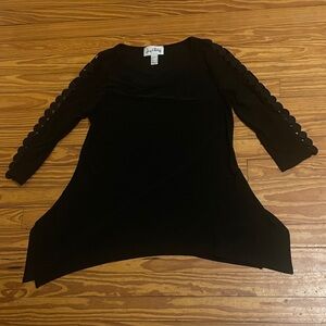 Joseph Ribkoff Black Tunic with Scalloped Sleeves